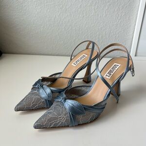 Badgley Mischka Josie Satin Lace Pointed Toe Heel